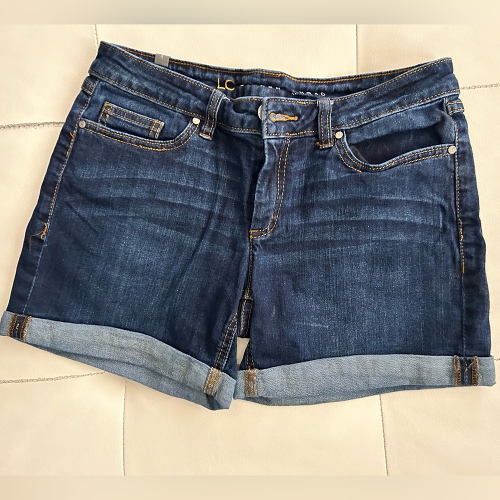 LC Lauren Conrad Blue Cuffed Jean Shorts